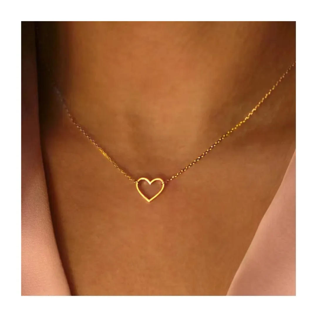 Transparent Gold Heart Pendant Necklace