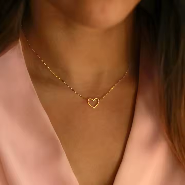 Transparent Gold Heart Pendant Necklace
